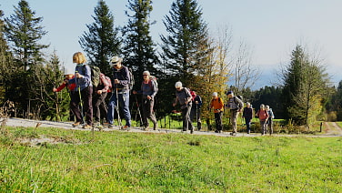 Ab Parkplatz Waldherrnalm wanderten wir bei bestem Bergwetter ...