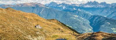 Radlseehütte mit Blick auf die Dolomiten